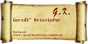 Gorzó Krisztofer névjegykártya